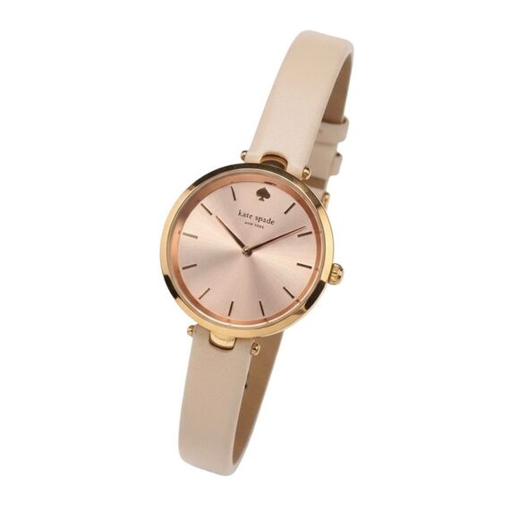 Kate Spade Holland Rose Gold Dial Beige Leather Band Watch
